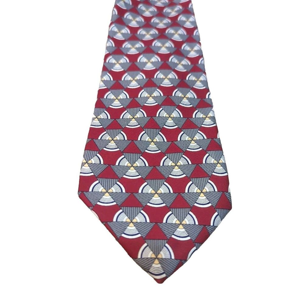 Robert Talbott Hand Sewn Mens Silk Tie Red, Gray&Gold 59 " X 3.75" - Picture 4 of 5